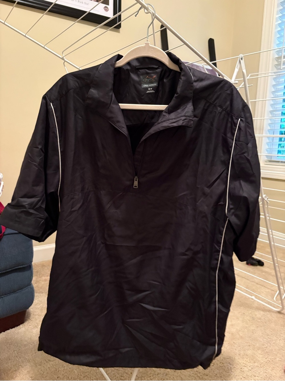 Greg Norman Collection Black Short-Sleeve Quarter-Zip Pullover